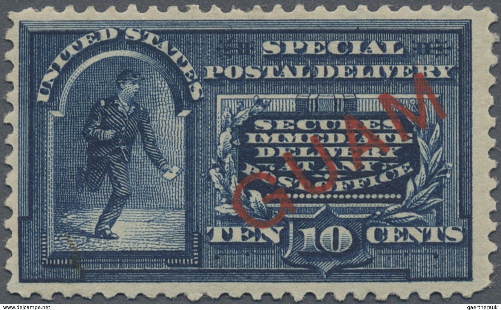 (*) Guam: 1899, Special Delivery 10 C. Blue With Red Overprint "GUAM", Unused, Fine, Signed - Guam