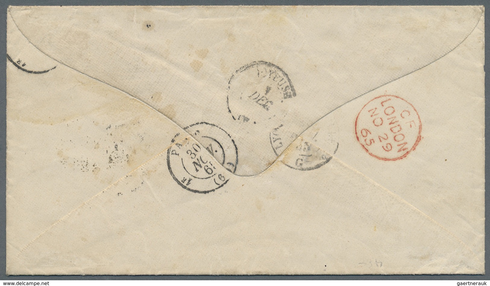 Br Guatemala: 1865. Stampless Envelope Addressed To France Cancelled By Guatemala Date Stamp Routed Via - Guatemala