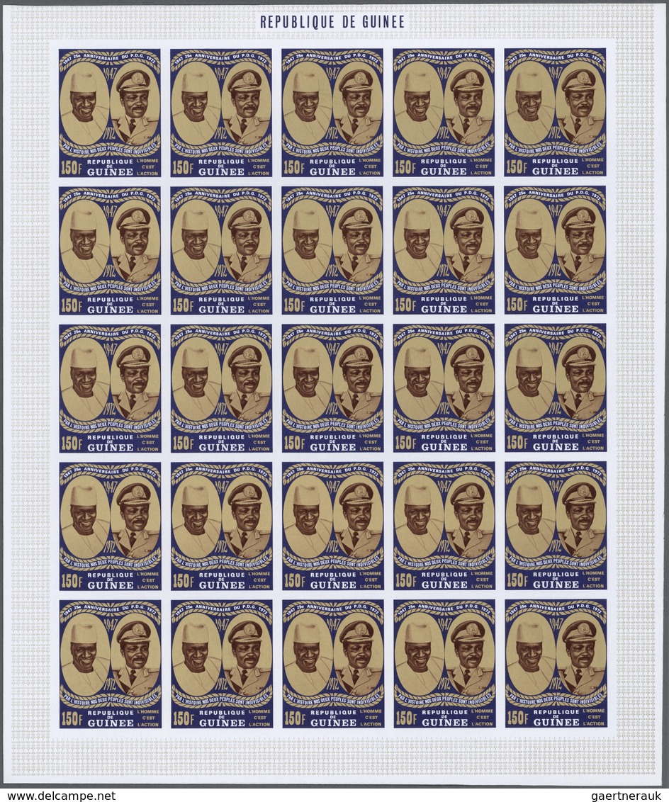 ** Guinea: 1972. Set Of 3 Complete, Imperforate Proof Sheets Of 25 For An Issued Series "25e Anniversai - Guinée (1958-...)