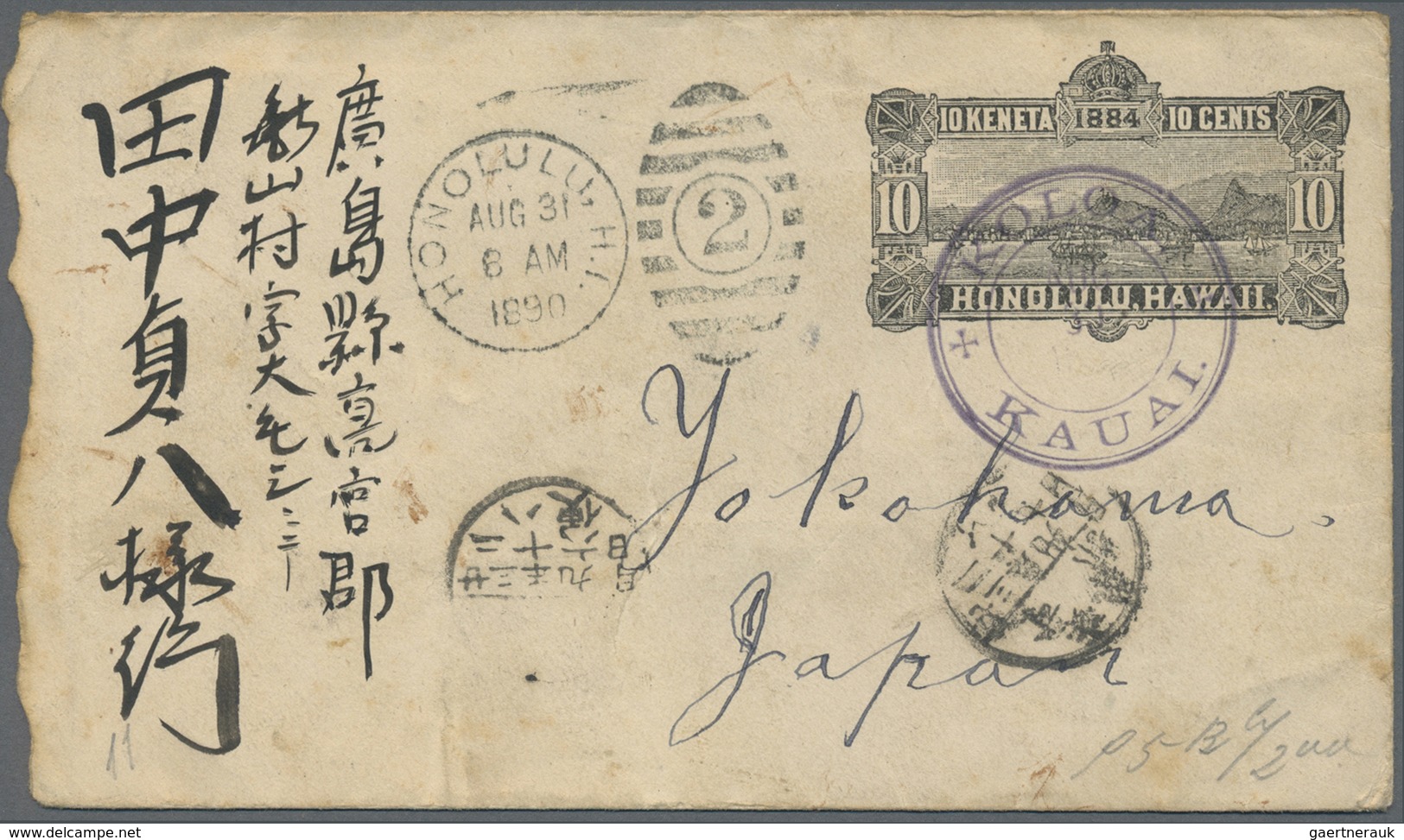 GA Hawaii: 1890/1891, 10 Cent Black, 3 Stationery Envelopes With Different Cancelations Used From Hawai - Hawaï