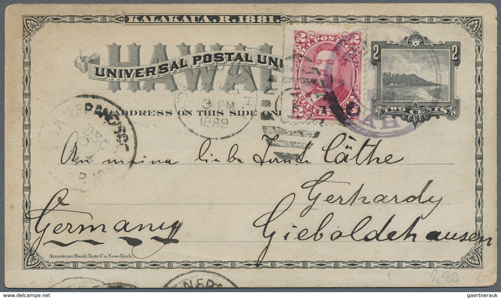 GA Hawaii - Ganzsachen: 1889/1928, Postal Stationery Postcard With Additional Franking From Waianae To - Hawaï