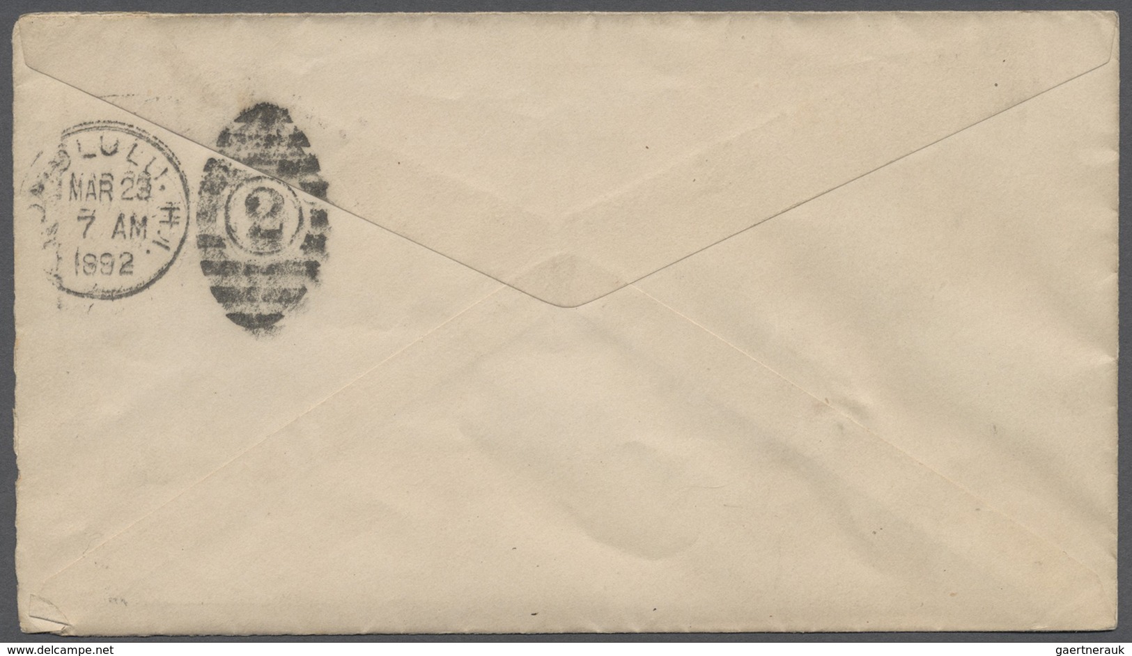 GA Hawaii - Ganzsachen: 1892, 2 C. Red Postal Stationery Envelope Tied By "KOHALA HAWAII MAR/22/1892" C - Hawaï