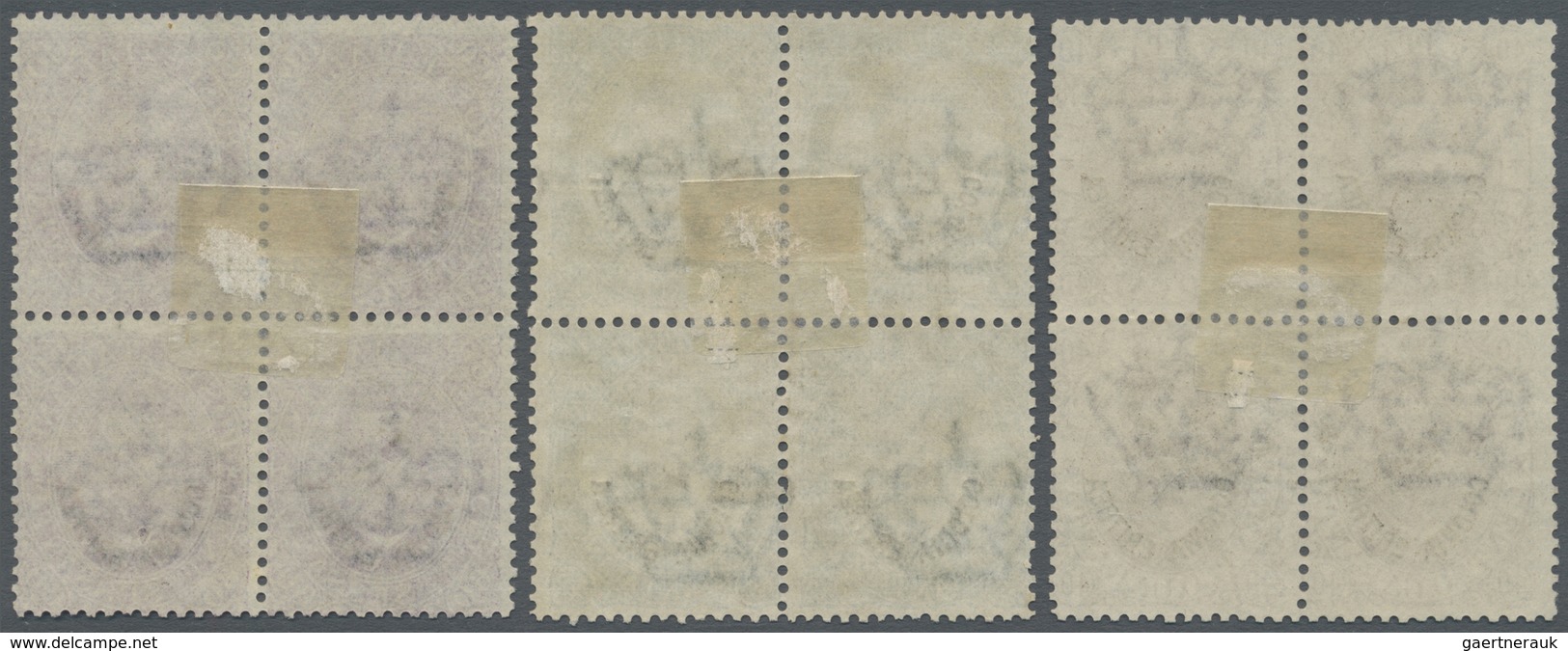 O/ Italienisch-Eritrea: 1893, 40c. Brown, 45c. Olive And 60c. Violet, Three Values Each As BLOCK OF FOU - Eritrea