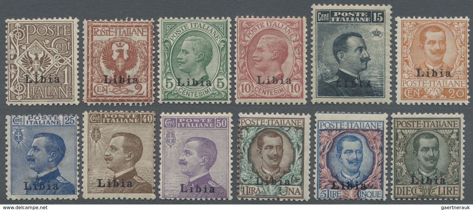 ** Italienisch-Libyen: 1912, Definitives "Coat Of Arms/Vittorio Emanuele", 1c. To 10l., Complete Set Of - Libië