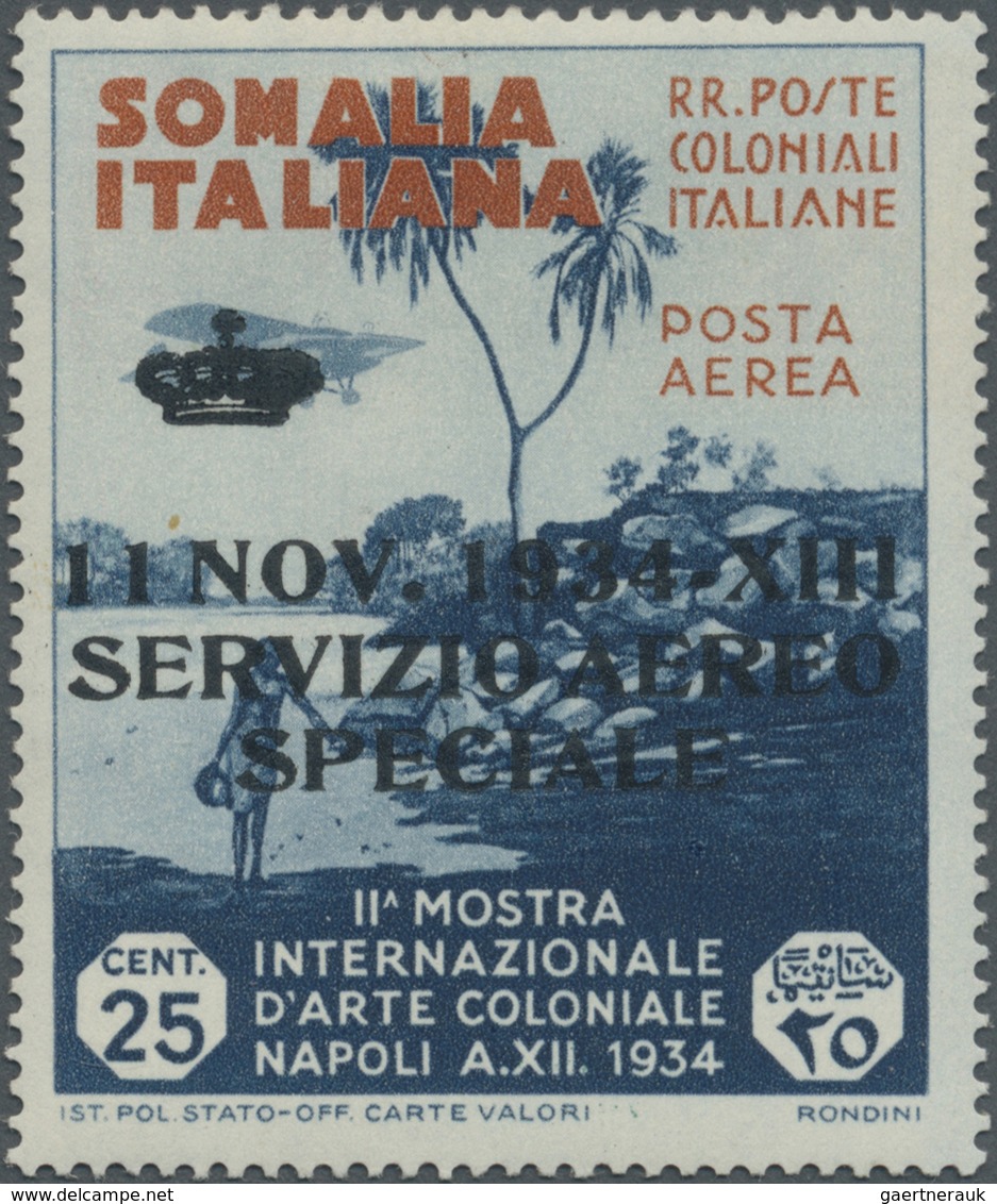 ** Italienisch-Somaliland - Dienstmarken: 1934: Airmail Service Stamp, 25 C Dark Blue/orange With Black - Somalie