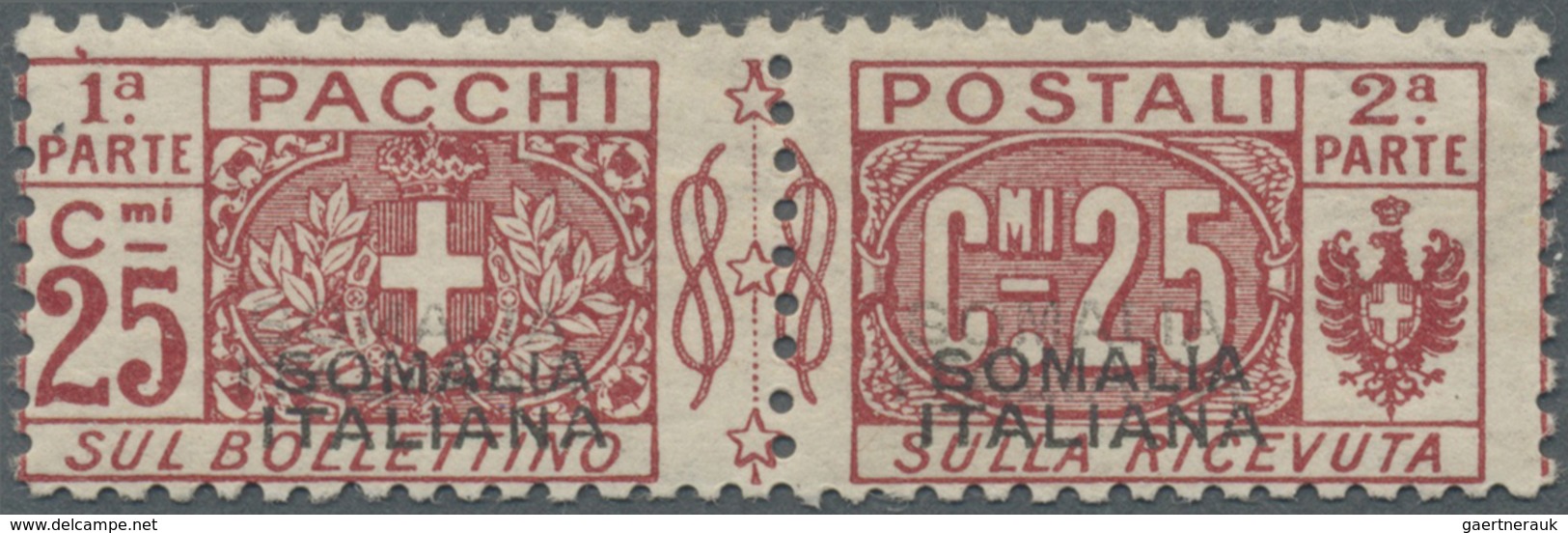 * Italienisch-Somaliland - Paketmarken: 1917, Wappen Und Wertziffer 25 C. Rot Mit DOPPEL-Aufdruck 'SOM - Somalië