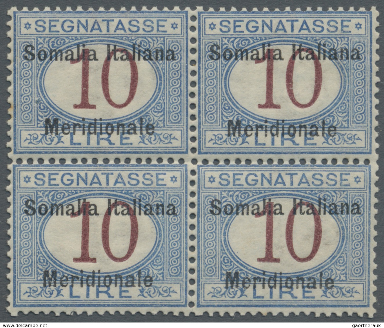 **/ Italienisch-Somaliland - Portomarken: 1906, 10. Blue/carmine, BLOCK OF FOUR, Good Centering And Well - Somalie