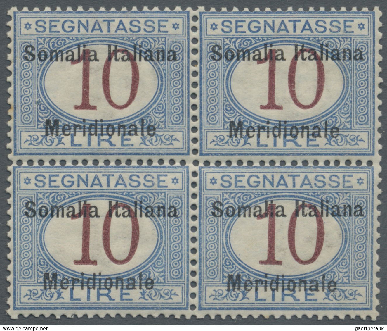 **/ Italienisch-Somaliland - Portomarken: 1906, 10. Blue/carmine, BLOCK OF FOUR, Good Centering And Well - Somalië