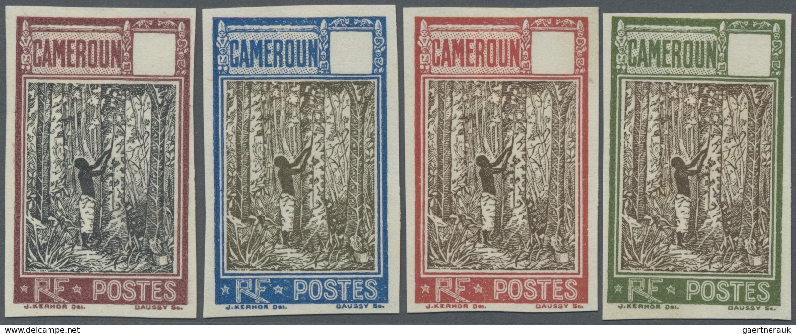 (*) Kamerun: 1925, Rubber Harvest, Four Color Proofs, Without Declaration Of Value In The Cartridge And - Cameroun (1960-...)