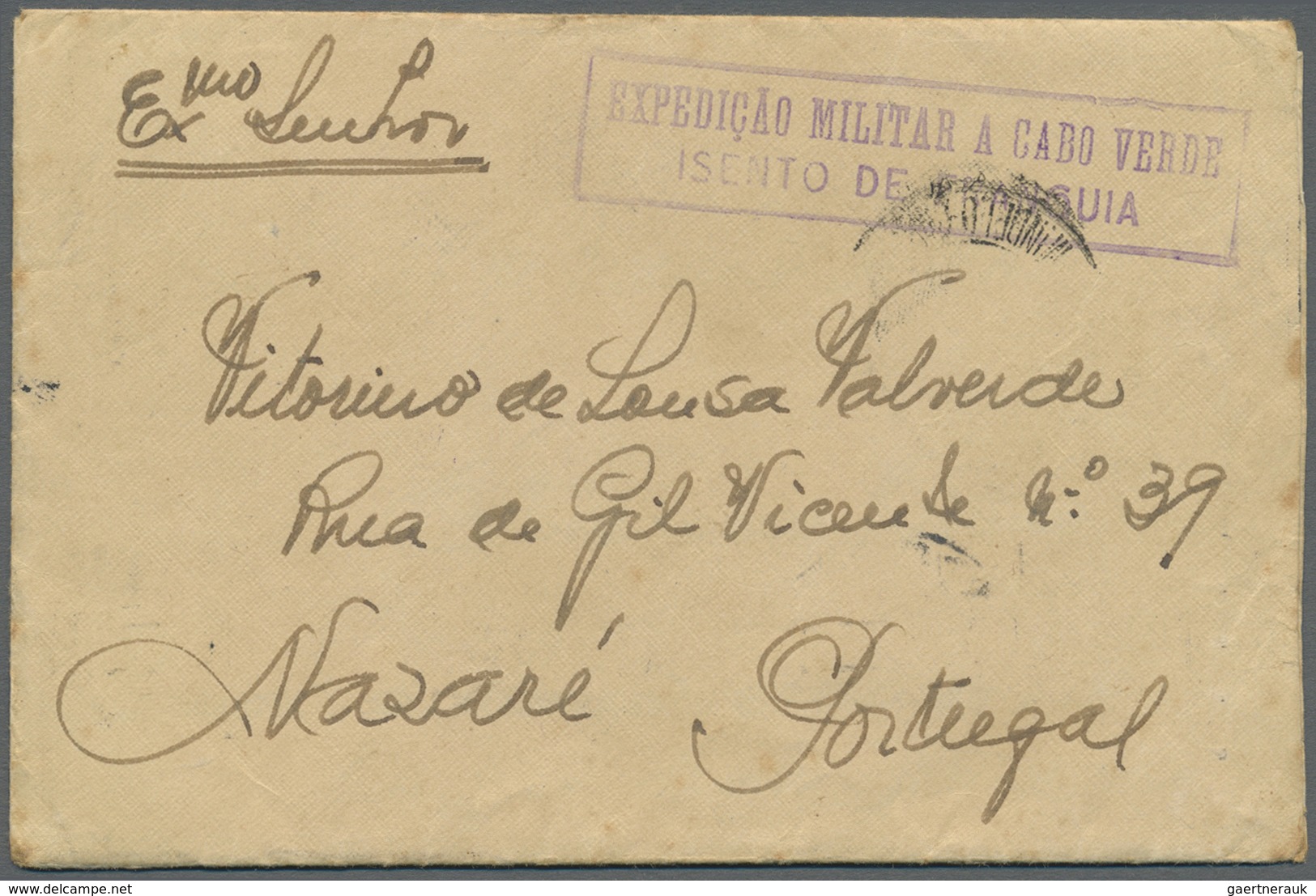 Br Kap Verde: 1944. Unstamped Envelope Written From Mindelo St. Vincente To Nazare Cancelled By 'Expedi - Cap Vert