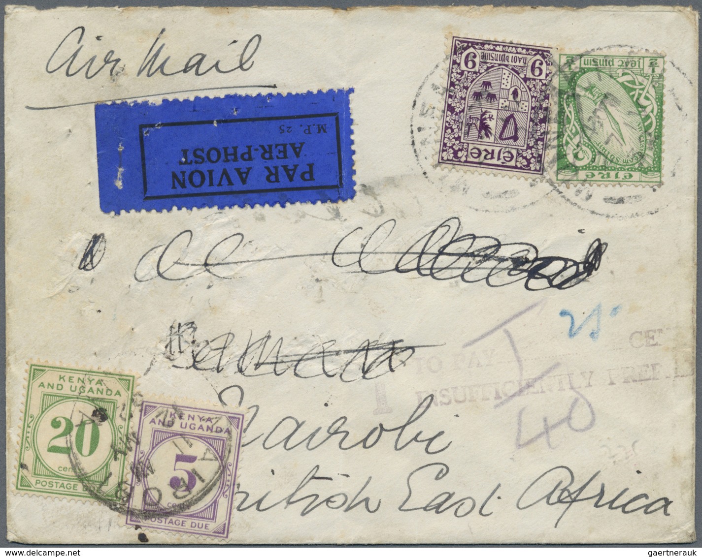 Br Kenia - Portomarken: 1932. Air Mail Envelope (creases, Folds And Stains) Written From Ireland Addres - Kenia (1963-...)