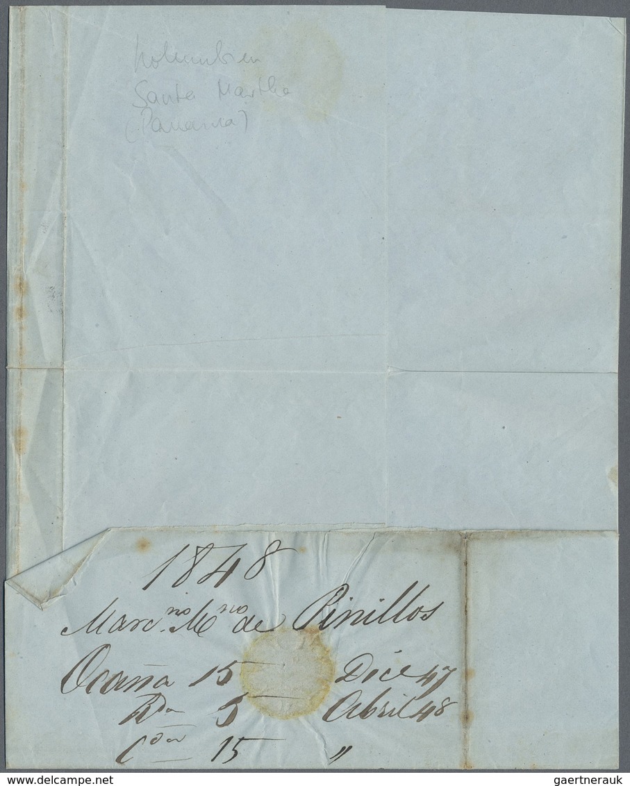 Br Kolumbien: 1847/48, Letter From OCANA With Forwarding Agent Cancelled By British Post Office SANTA M - Colombie