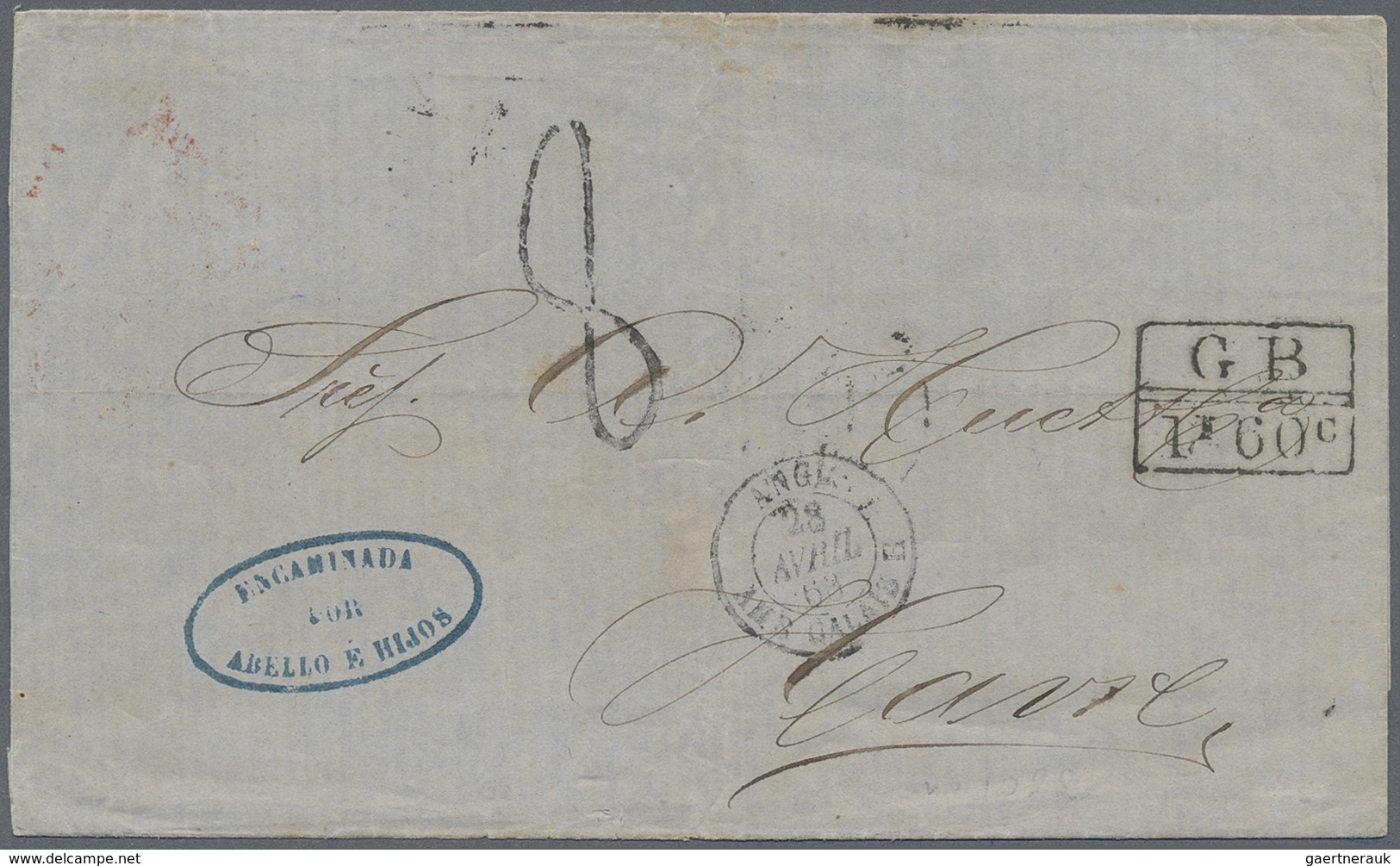 Br Kolumbien: 1863, Letter From RIO MACHA With Forwarding Agent With Blue "ENCAMINADA POR ABELLO E RIJO - Colombia