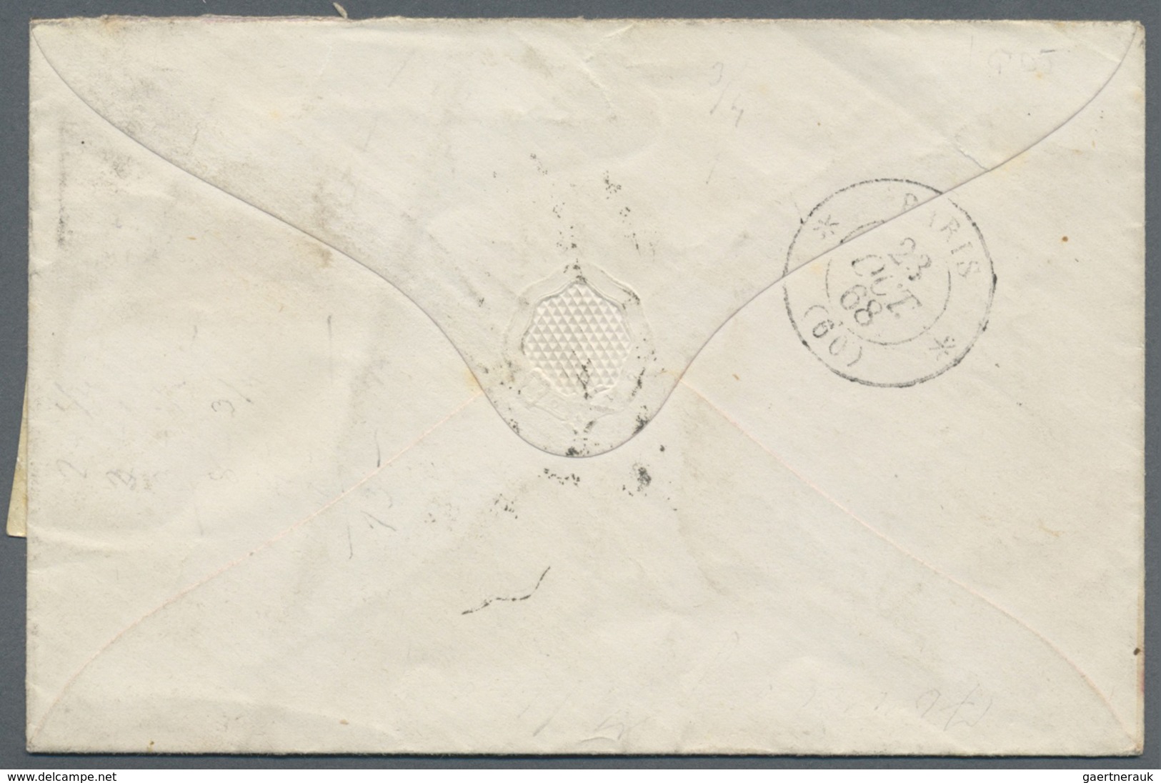 Br Kolumbien: 1868. Envelope Addressed To France Bearing Yvert 35, 10c Violet, Tied By Boxed Bogata Han - Colombia