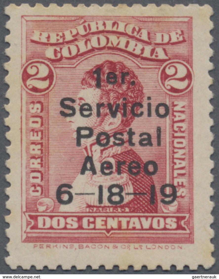 * Kolumbien: 1919, Air Mail, 2 C. Carmine Rose, Position 1 Of The Setting, Unused Original Gum, Very F - Colombie