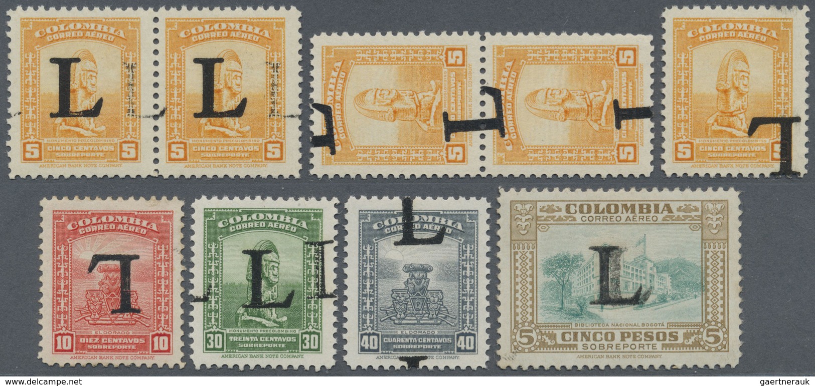 **/* Kolumbien: 1950, Country Scenes Airmail Issue With Opt. 'L' (Lansa) 13 Values All Showing Varieties - Colombie