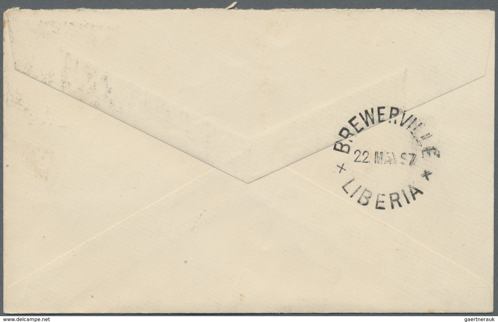 GA Liberia: 1897. Postal Stationery Envelope 2c Brown Addressed To Brewerville/Liberia Cancelled By Mil - Liberia