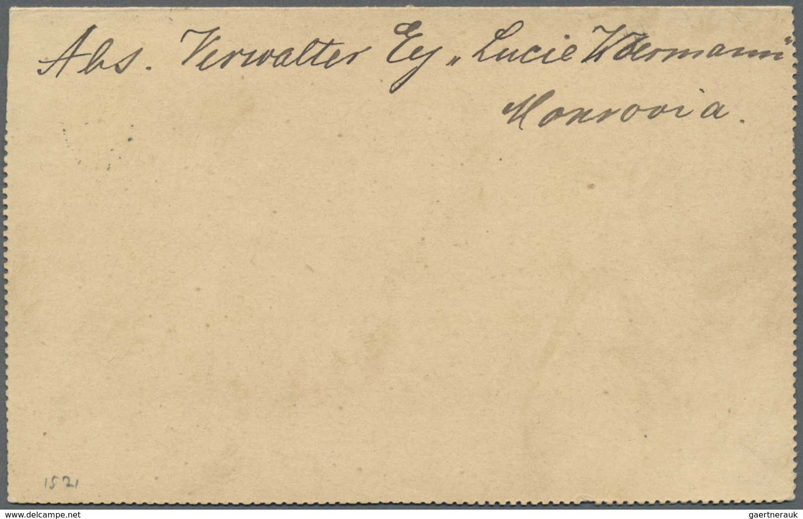 GA Liberia: 1905. Postal Stationery Letter Card 3 Cents Black Cancelled By Monrovia Date Stamp Addresse - Liberia