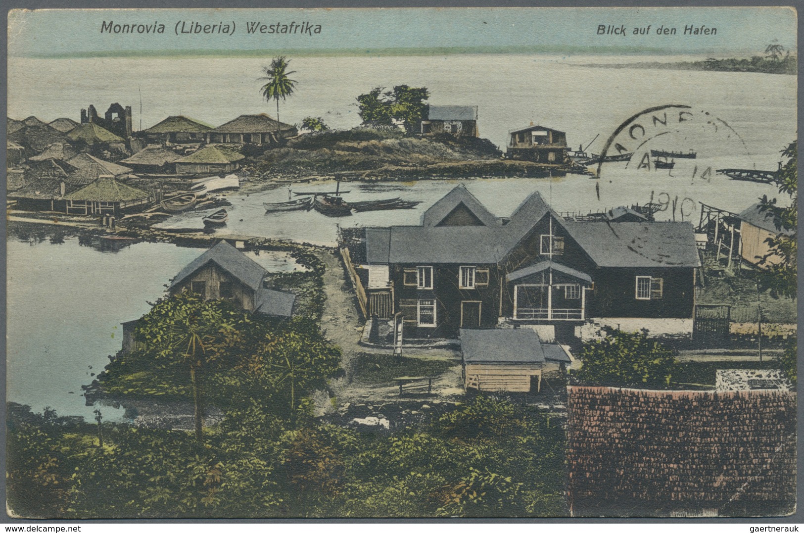 Br Liberia: 1910. Picture Post Card Of 'The Harbour, Monrovia' Addressed To Porto Novo, Dahomey Written - Liberia