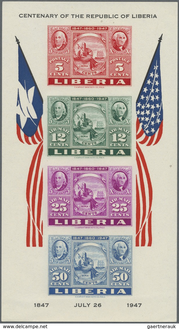 ** Liberia: 1947 CIPEX Souvenir Sheets Imperforated And Perforated, Mint Never Hinged, Fresh And Fine. - Liberia