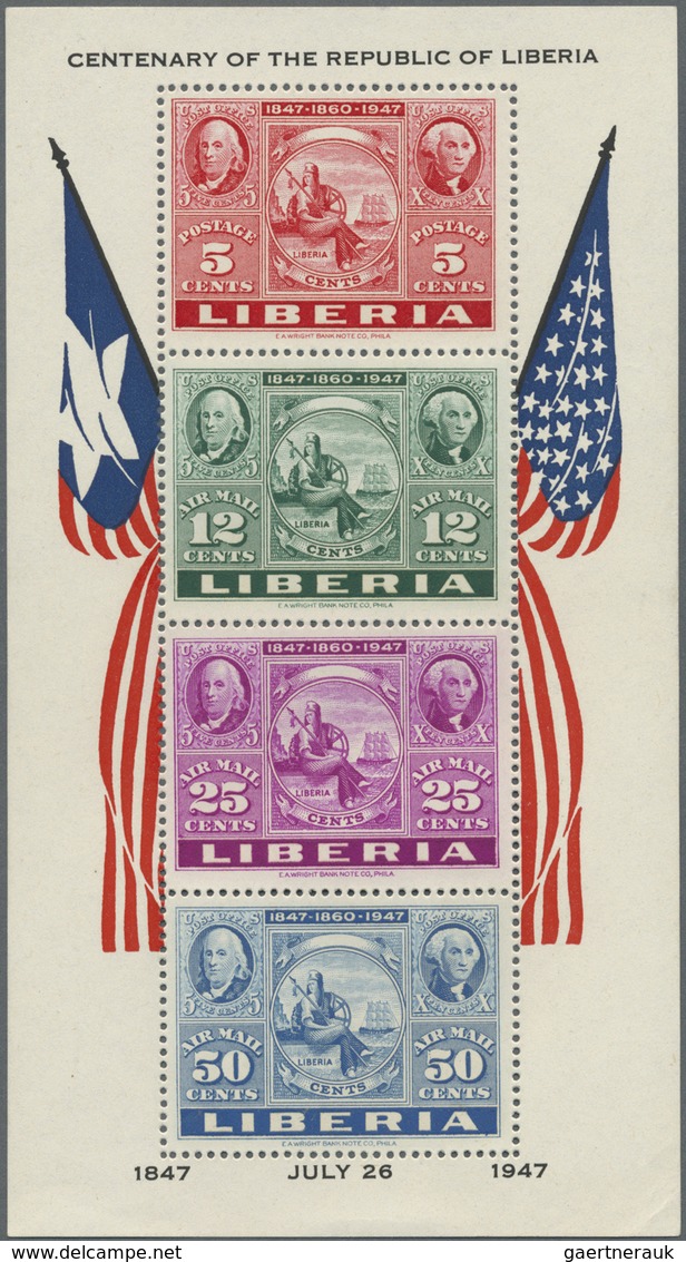 ** Liberia: 1947 CIPEX Souvenir Sheets Imperforated And Perforated, Mint Never Hinged, Fresh And Fine. - Liberia