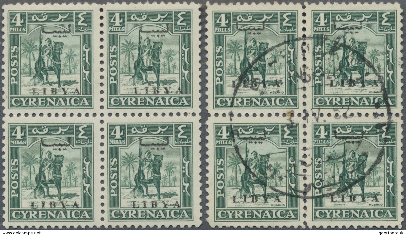 **/*/O Libyen: 1951, Senussi Horseman Of Cyrenaica 4m. Dark Green With Bilingual Opt. 'LIBYA' In Two Blocks - Libië