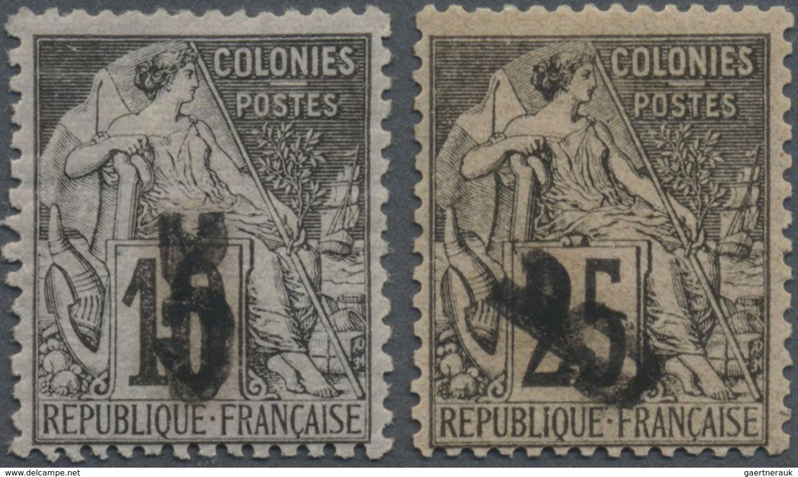 * Madagaskar: 1891, 5 (C) On 10 C. Black On Lilac And 5 (C) On 25 C. Black On Lilac Pink, Two Unused I - Autres & Non Classés