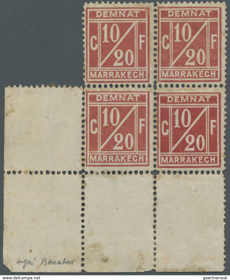 **/* Marokko: 1906. Demnat à Marrakech. Bloc De 4, Cdf, Signé Scheller, Superbe: 10/20c, Lie De Vin. RRR! - Maroc (1956-...)