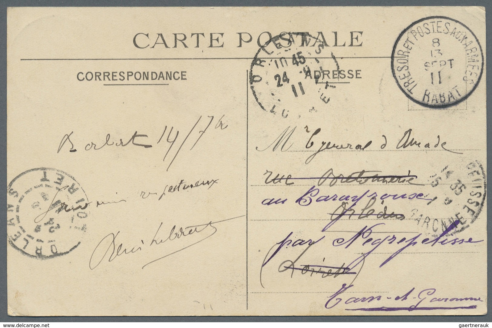 GA Marokko: 1911, French Offices, Air Mail Picture Postcard Of 'Mosque And Cemetery, Rabat' Addressed T - Maroc (1956-...)