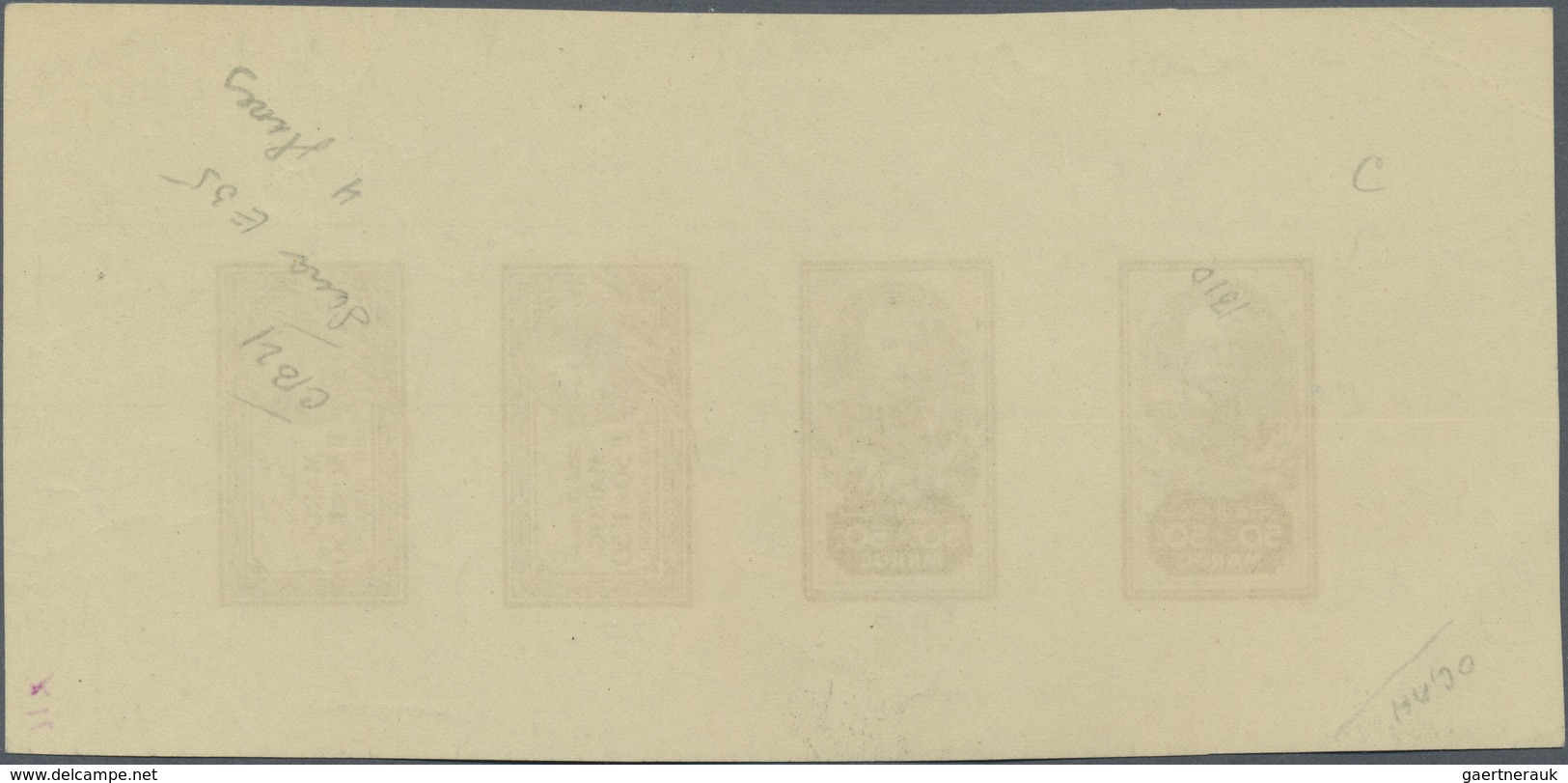 ** Marokko: 1935, French Morocco. Collective Proof Sheet Containing One Pair Postage 50+50c Marshal Lya - Maroc (1956-...)