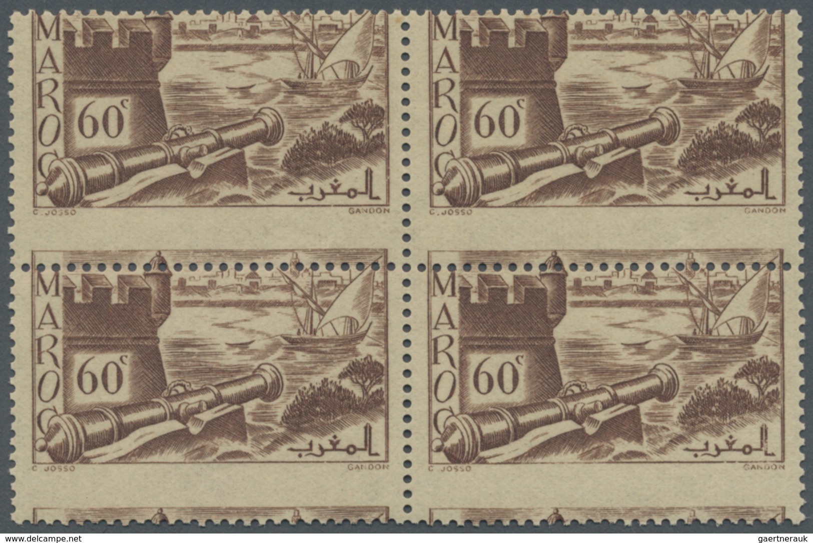 ** Marokko: 1940, 60c. Brown "Remparts De Sale", Misperforated Block Of Four, Therefore Appearance As " - Maroc (1956-...)