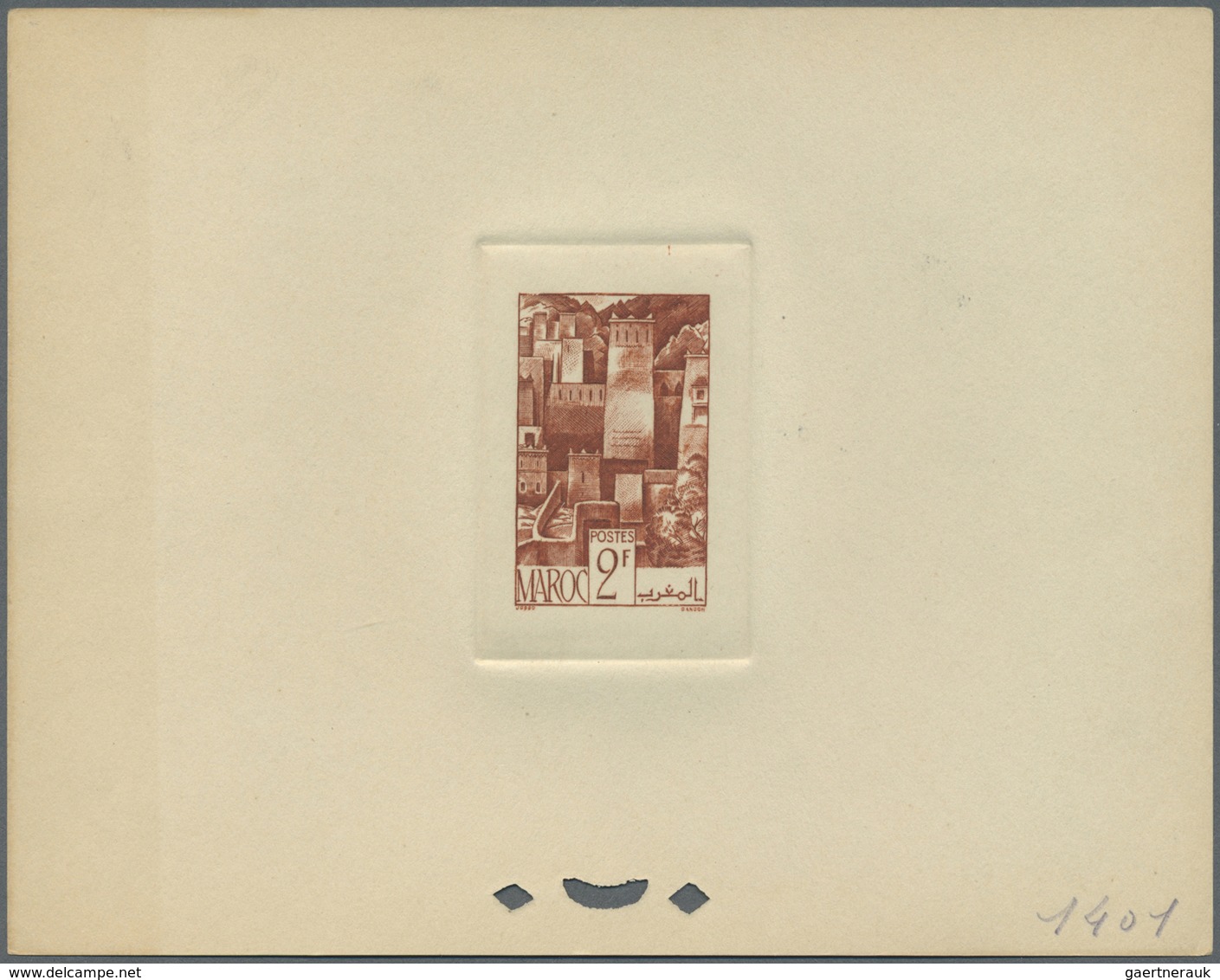 (*) Marokko: 1947, 2fr. Kasbah, Group Of Nine Epreuve In Differing Colours (partly Some Striated Toning) - Maroc (1956-...)