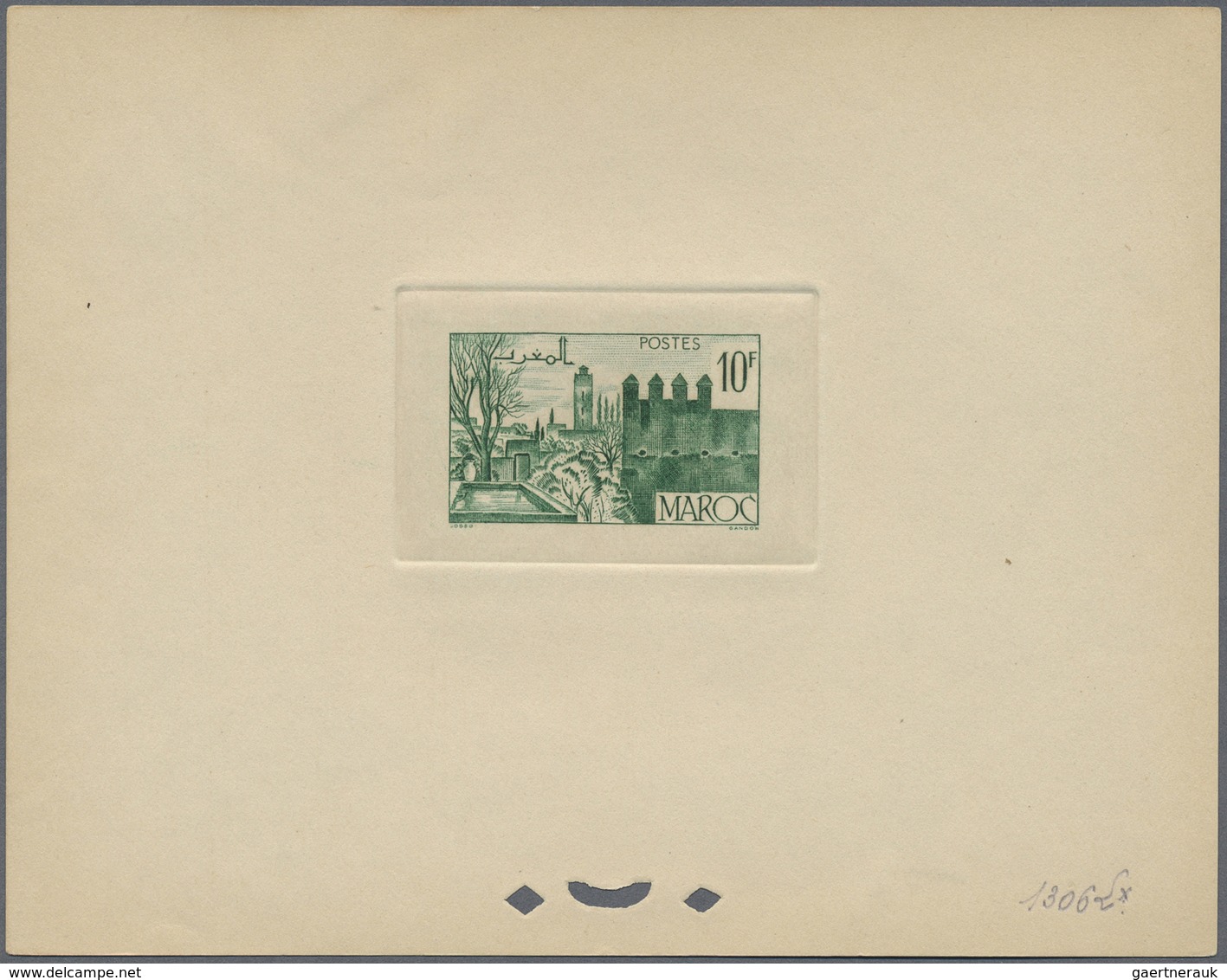 (*) Marokko: 1947/1948, 10fr. Fes, Group Of Six Epreuve In Differing Colours (partly Some Striated Tonin - Marokko (1956-...)