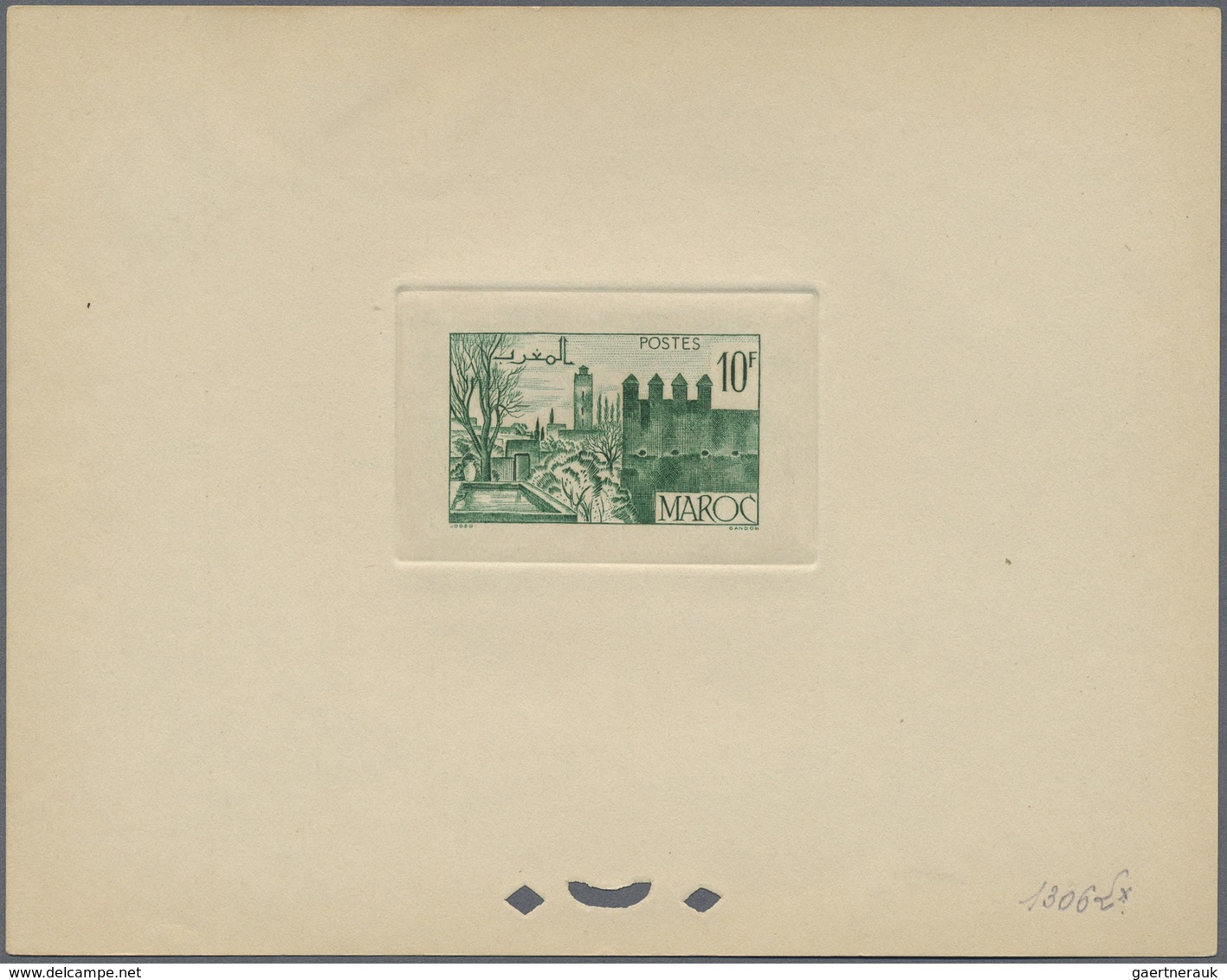 (*) Marokko: 1947/1948, 10fr. Fes, Group Of Six Epreuve In Differing Colours (partly Some Striated Tonin - Maroc (1956-...)