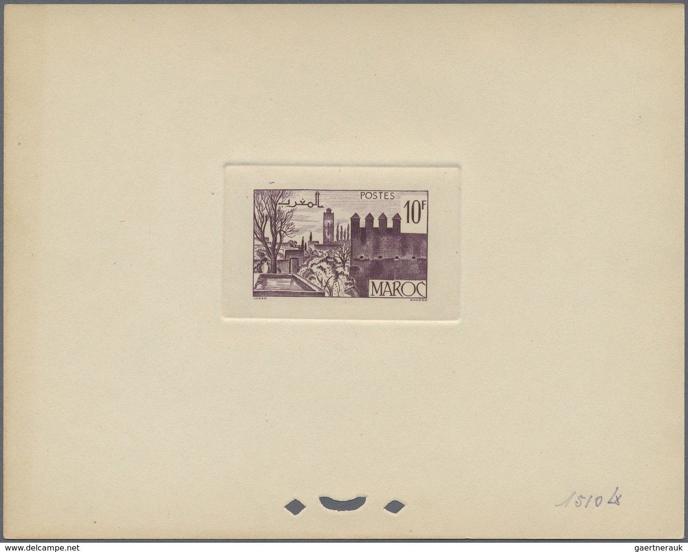 (*) Marokko: 1947/1948, 10fr. Fes, group of six epreuve in differing colours (partly some striated tonin