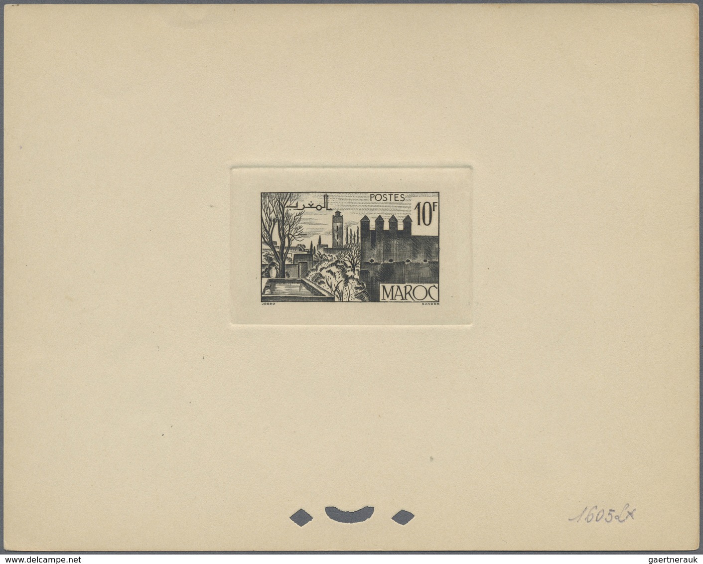 (*) Marokko: 1947/1948, 10fr. Fes, group of six epreuve in differing colours (partly some striated tonin