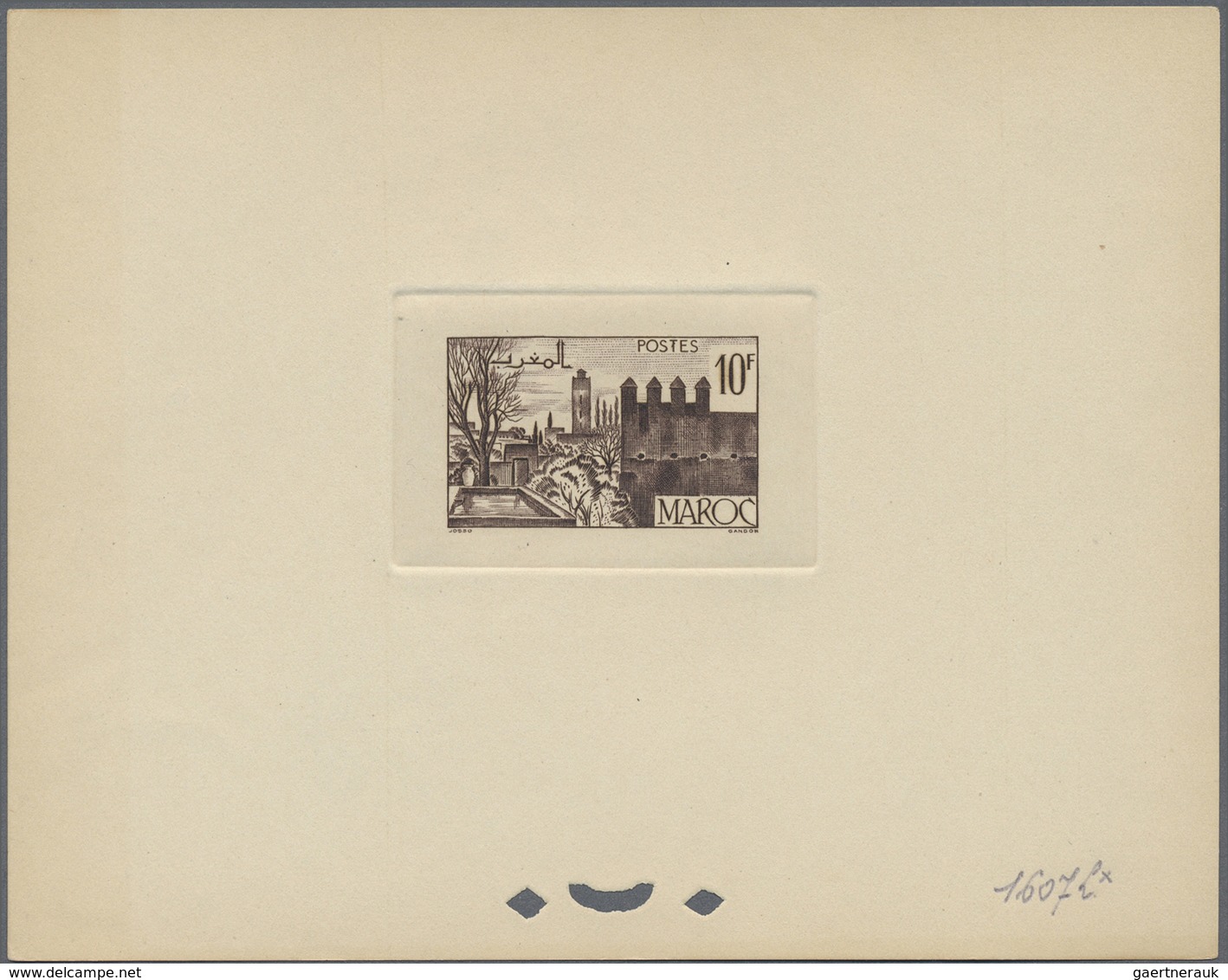 (*) Marokko: 1947/1948, 10fr. Fes, Group Of Six Epreuve In Differing Colours (partly Some Striated Tonin - Marokko (1956-...)