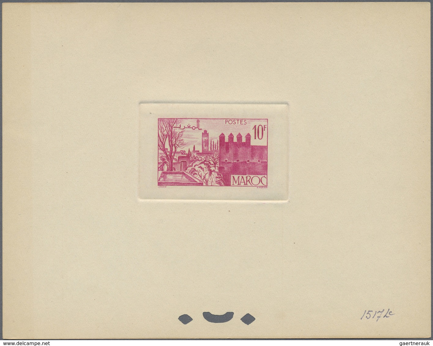 (*) Marokko: 1947/1948, 10fr. Fes, Group Of Six Epreuve In Differing Colours (partly Some Striated Tonin - Marokko (1956-...)