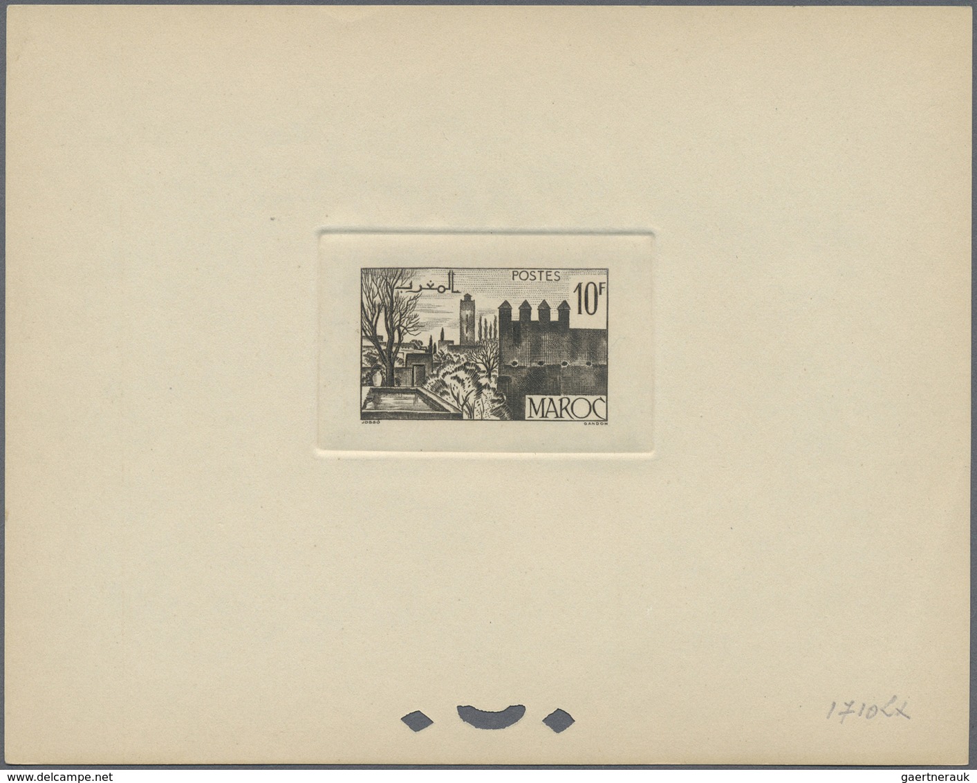 (*) Marokko: 1947/1948, 10fr. Fes, Group Of Six Epreuve In Differing Colours (partly Some Striated Tonin - Maroc (1956-...)