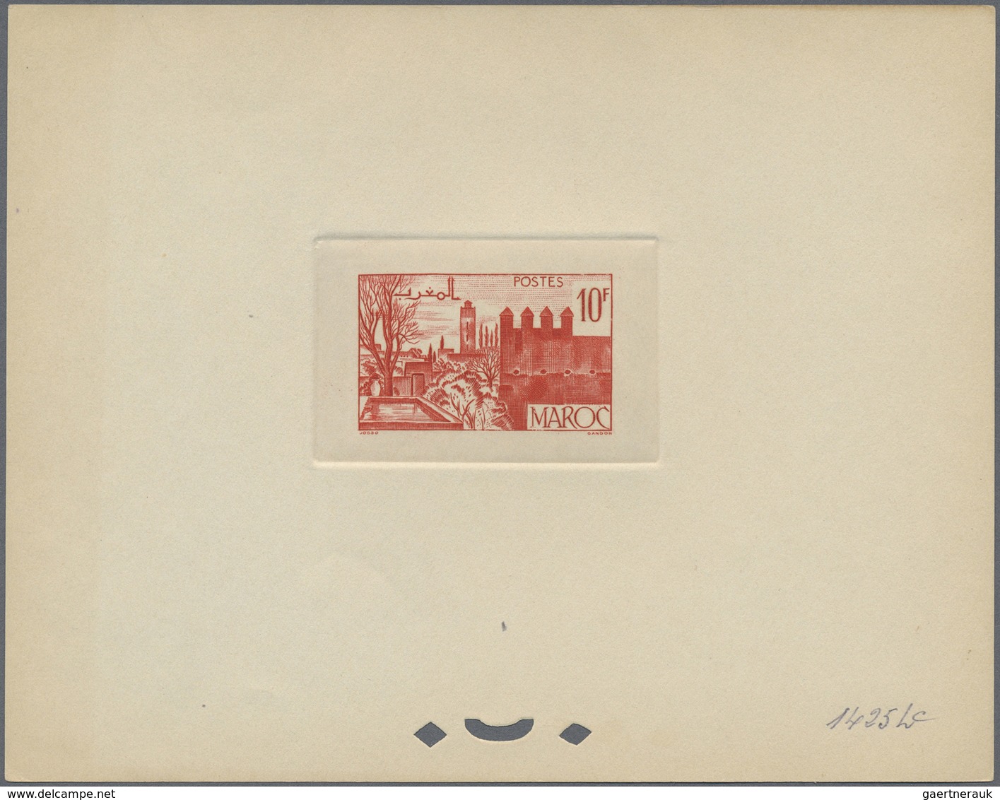 (*) Marokko: 1947/1948, 10fr. Fes, group of six epreuve in differing colours (partly some striated tonin