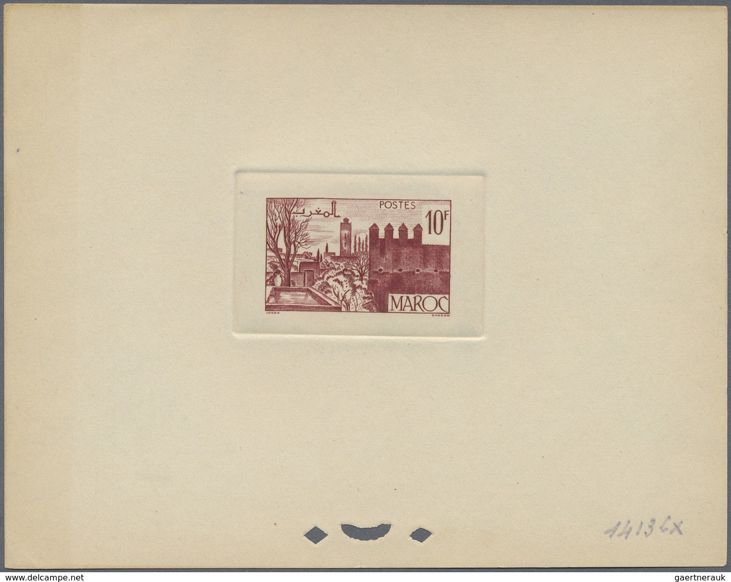 (*) Marokko: 1947/1948, 10fr. Fes, group of six epreuve in differing colours (partly some striated tonin