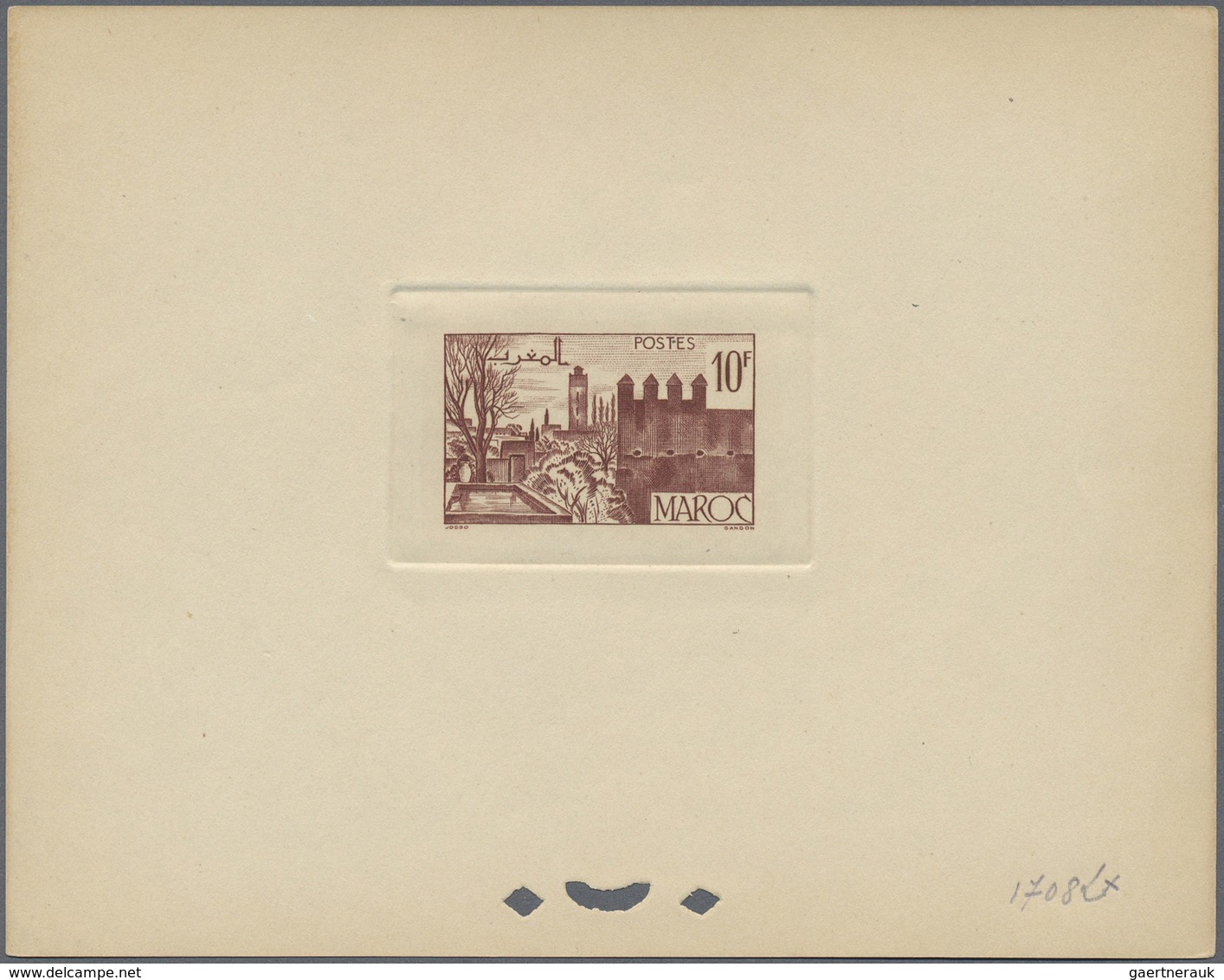 (*) Marokko: 1947/1948, 10fr. Fes, Group Of Seven Epreuve In Differing Colours (partly Some Striated Ton - Maroc (1956-...)