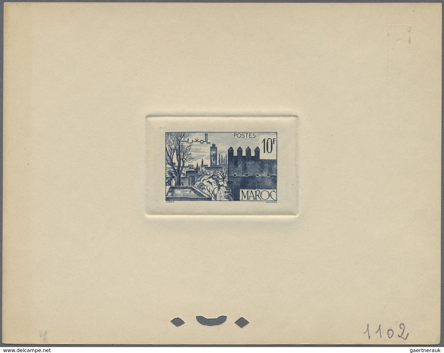 (*) Marokko: 1947/1948, 10fr. Fes, Group Of Seven Epreuve In Differing Colours (partly Some Striated Ton - Maroc (1956-...)