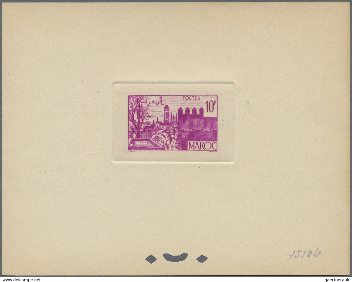 (*) Marokko: 1947/1948, 10fr. Fes, group of seven epreuve in differing colours (partly some striated ton