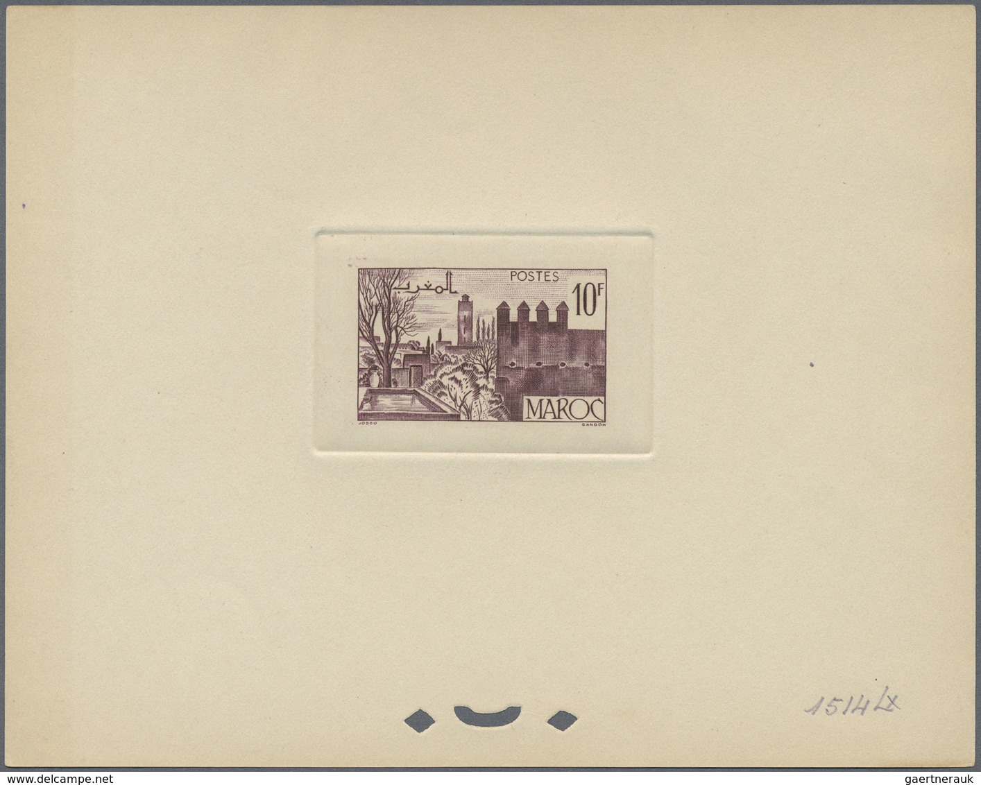 (*) Marokko: 1947/1948, 10fr. Fes, group of seven epreuve in differing colours (partly some striated ton