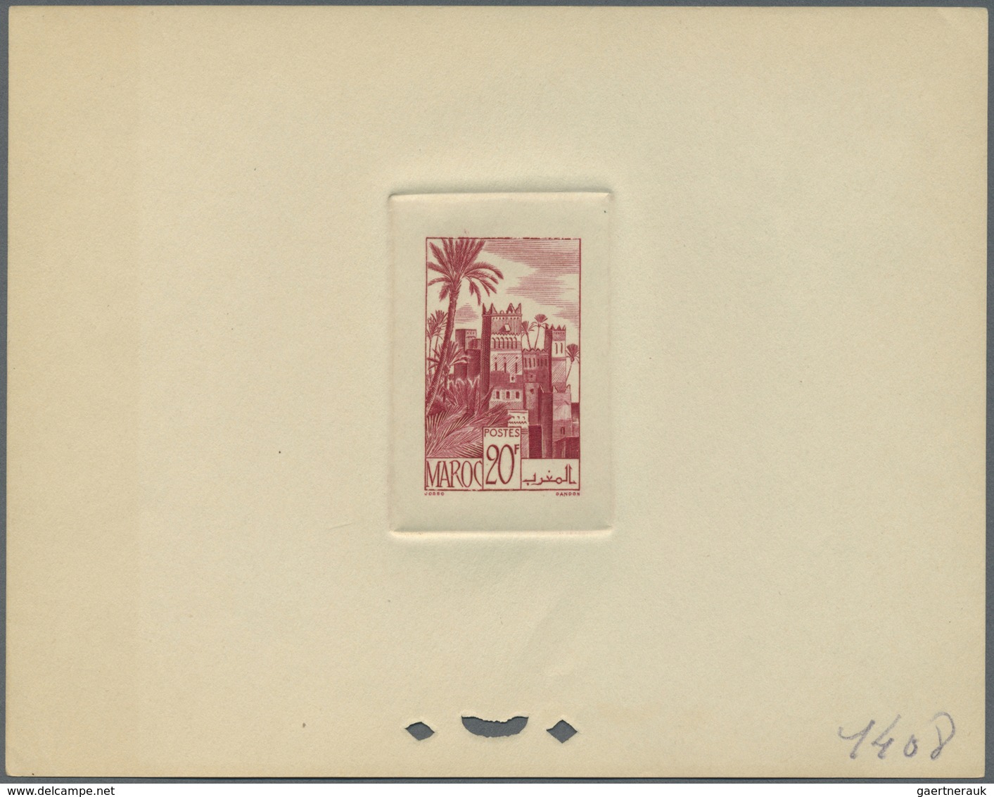 (*) Marokko: 1947, 29fr. Kasbah, Group Of Eight Epreuve In Differing Colours (partly Some Striated Tonng - Maroc (1956-...)