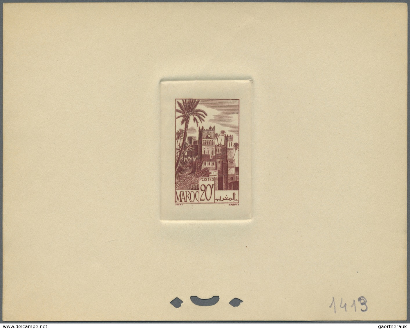 (*) Marokko: 1947, 29fr. Kasbah, Group Of Eight Epreuve In Differing Colours (partly Some Striated Tonng - Marokko (1956-...)