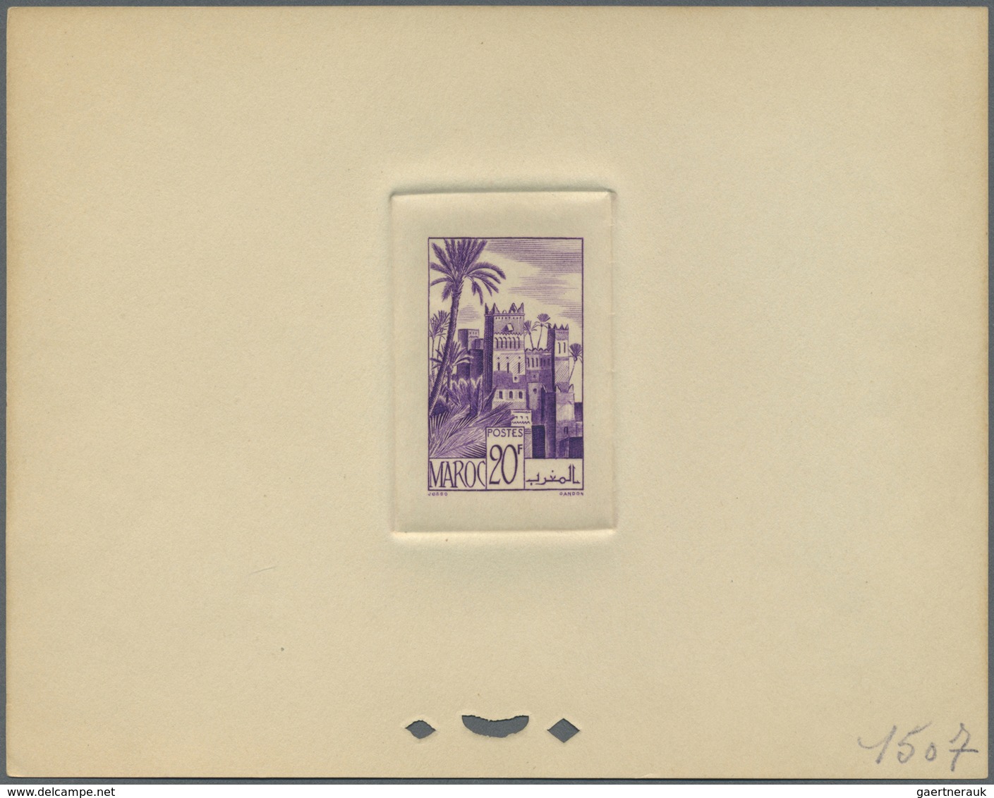 (*) Marokko: 1947, 29fr. Kasbah, group of eight epreuve in differing colours (partly some striated tonng