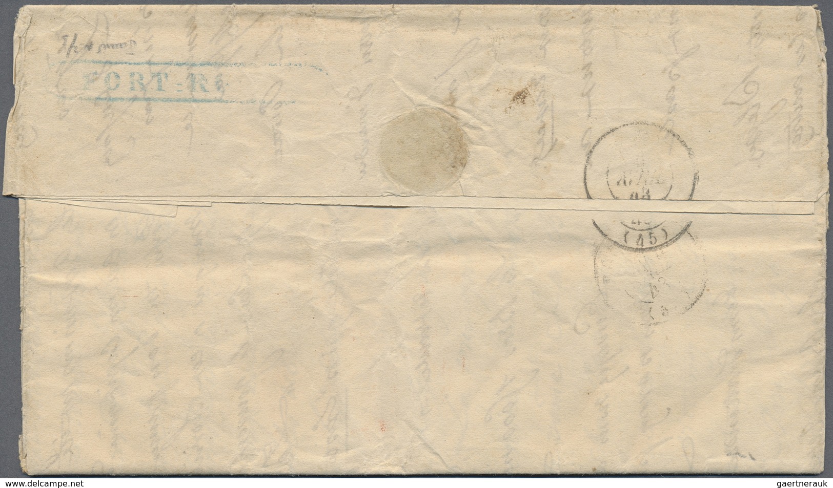 Br Martinique: 1843. Stampless Envelope Written From Fort Royal Addressed To Mezin, France Cancelled By - Autres & Non Classés