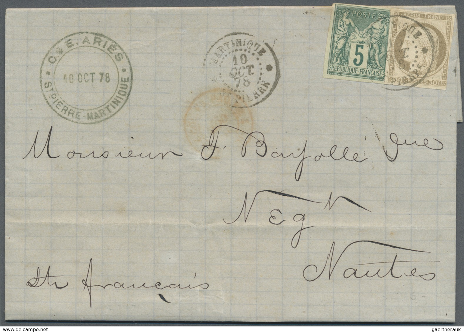 Br Martinique: 1878 (10.10.), Ceres 30c Pale Brown And Allegorie 5c Green (both With Good Margins On Th - Autres & Non Classés